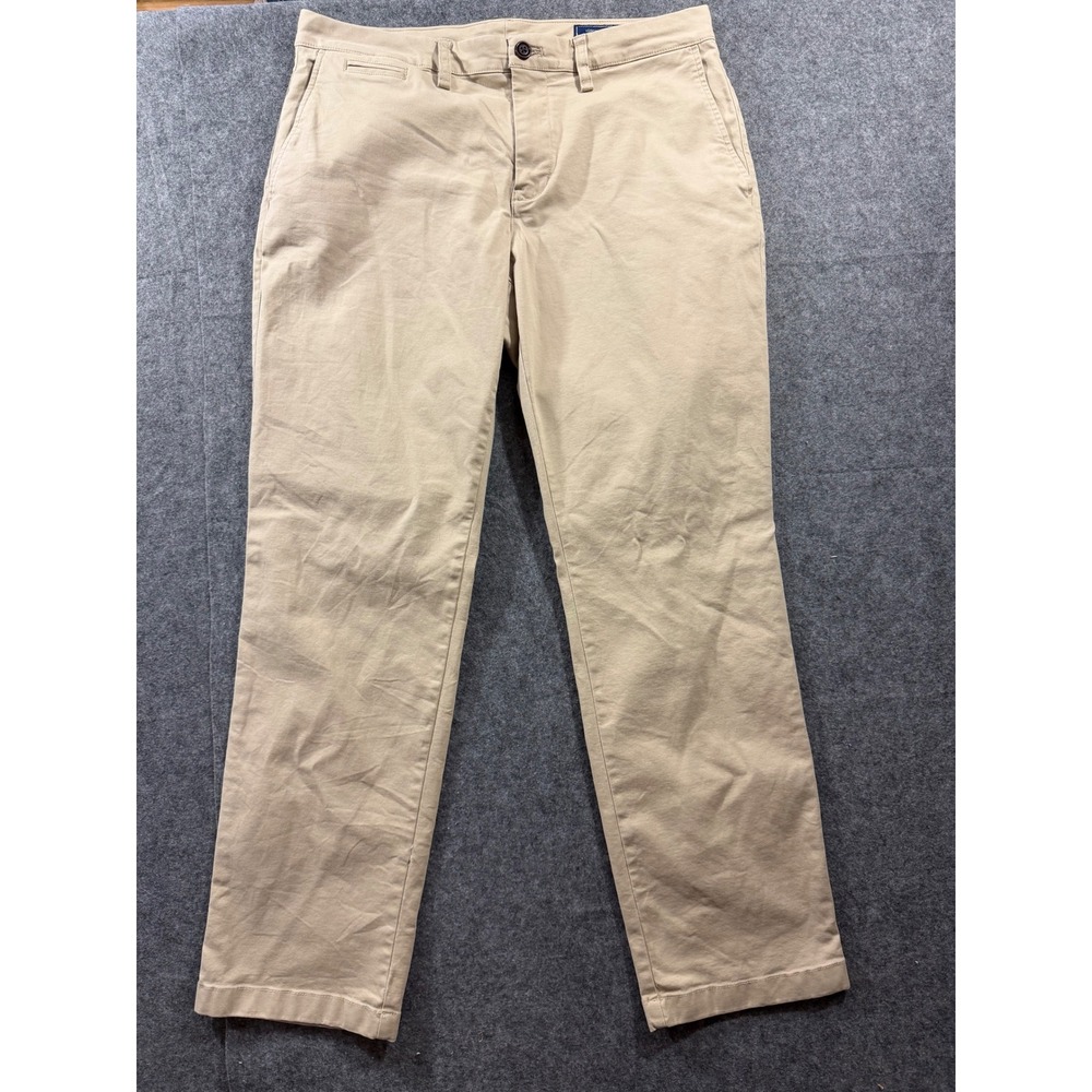 Vineyard Vines Mens Breaker Chino Pants Khaki Tan Stretch 33x32 Flat Front